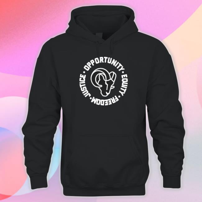 Los Angeles Rams Opportunity Equality Freedom Justice Crewneck Sweatshirt Los Angeles Rams Opportunity Equality Freedom Justice Crewneck Sweatshirt