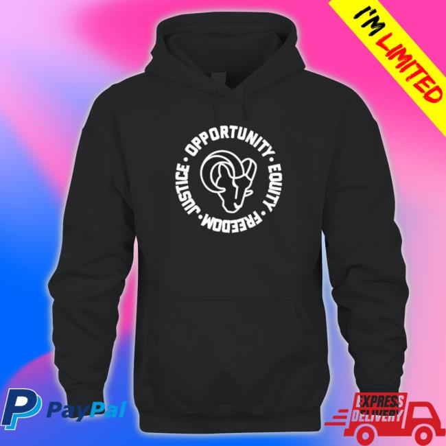Los Angeles Rams Opportunity Equality Freedom Justice Crewneck Sweatshirt Los Angeles Rams Opportunity Equality Freedom Justice Crewneck Sweatshirt