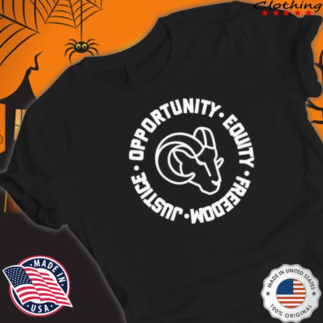Los Angeles Rams Opportunity Equality Freedom Justice Crewneck Sweatshirt Los Angeles Rams Opportunity Equality Freedom Justice Crewneck Sweatshirt