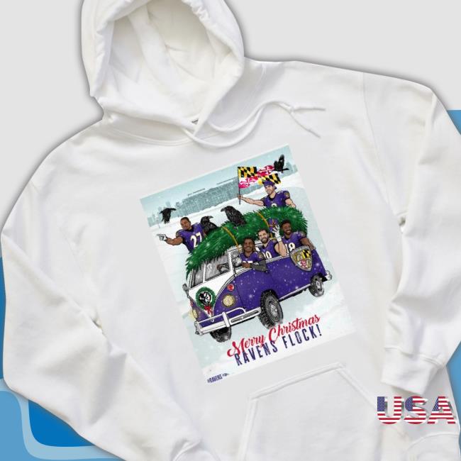Baltimore Ravens 2022 Merry Christmas Raven Flock Sweatshirts Baltimore Ravens 2022 Merry Christmas Raven Flock Sweatshirts