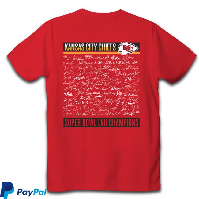 Kansas City Chiefs Super Bowl Lvii Champions Signature Roster Hooded Sweatshirt Kansas City Chiefs Super Bowl Lvii Champions Signature Roster Hooded Sweatshirt