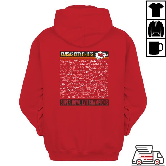 Kansas City Chiefs Super Bowl Lvii Champions Signature Roster Hooded Sweatshirt Kansas City Chiefs Super Bowl Lvii Champions Signature Roster Hooded Sweatshirt